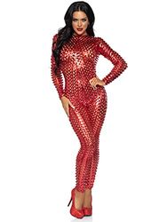 Leg Avenue 86892-00301 laserskuren metallisk kattdräkt, liten, röd vuxen storlek kostymer, multi, S