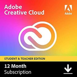 Adobe Creative Cloud All Apps | Student & Teacher | 1 Usuario | 12 Meses | PC/Mac | Código de activación enviado por email