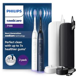 Philips Sonicare 7100 - Brosse à dents électrique sonique avec application, 4 modes de brossage et 3 niveaux d'intensité, Alerte de pression, EasyStart, Pack de 2, HX7429/01 [Nouvelle technologie]