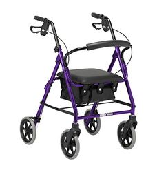 Days Déambulateur pliable léger à quatre roues, déambulateur mobile avec siège rembourré, freins verrouillables et sac de transport, aide à la mobilité réduite, pour personnes âgées ou handicapées, violet, 103/Small