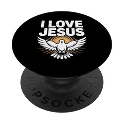 Mensaje de fe de «Amo a Jesús» Dove Sunburst PopSockets PopGrip Adhesivo