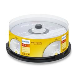 Philips CD-R 90 Min/800 MB / 40X Cakebox (25 Disc)