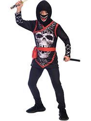 amscan 9905057 - Costume Ninja con teschio nero con denti spaventosi, età 12-14 anni, 1 PC