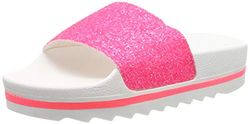 The White Brand Dames Glitter Matte Open Teen Sandalen, Roze Neon Roze Neon Roze, 37 EU