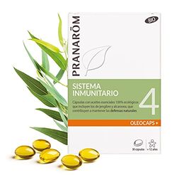 PRANAROM - Oléocaps +4 - Sistema Inmunológico - Eucalipto Irradiado, Limón, Jengibre, Clavo y Ajedrea - 100% Natural y Orgánico - HECT - 30 Cápsulas.