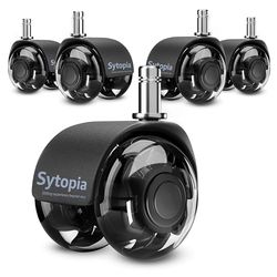 Sytopia Ruedas de silla de oficina resistentes de 11 x 22 mm para suelo de madera dura y alfombra, repuesto de alfombrilla, ruedas de repuesto de goma mejoradas, accesorios universales, rodillos