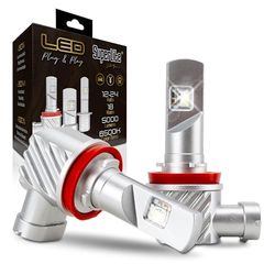 Superlite Halogen to LED Conversion Lamp Kit H11 Plug & Play Gold Series 6500K / 10000 Lumens / 12-24V / 18W For Car, Motorcycle & Truck