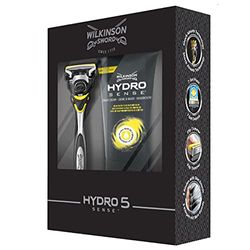 Wilkinson Sword 7001393Bd Hydro 5 Sense Duo Set – Set di rasatura manuale con rasoio da 5 lame + crema rasatura ultra idratante 177 ml