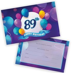 89th Birthday Party Invitations Men Women - Happy Balloons 36 Pack - Adults Birthday Invitations for Friends Family A6 Bday Party Invites Invitation Cards with Folding Envelopes