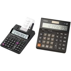 Casio Hr-150Rce Calcolatrice Scrivente Portatile, A 12 Cifre, Stampa 2 Righe A Secondo & DH-12BK calcolatrice da tavolo - Display a 12 cifre, selettore di arrotondamento, gran totale