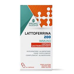 Lattoferrina 200 Immuno - Integratore Alimentare - Sostegno al Sistema Immunitario e alle Difese dell'Organismo, Ideale per Tutta la Famiglia - 30 capsule