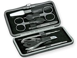 Gima - Podiatry Kit for Professional Pedicure and Manicure, 7 Instruments Made of Stainless Steel, Heart Shaped Case, Blue Color.