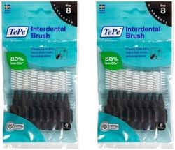 TePe Brossettes interdentaires Original - Nettoyage facile des espaces interdentaires - 1 x 8 brossettes - Diamètre 1,5mm - Noir (Lot de 2)