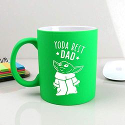 eBuyGB Personalised Coffee Mug, Neon Green Baby Yoda Mug, 310ml Star Wars Themed Tea Cup, Funny Gifts for Dad from Daughter, Son (Yoda Best Dad)