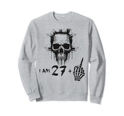 I Am 27 Plus 1 Middle Finger - 28th Birthday w. Viking Skull Sudadera