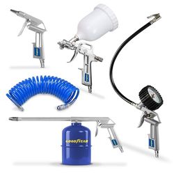 Goodyear Pneumatic Set for Professional compressors 5 Pieces (Oil Gun, Paint Gun, Pump Gun, Spiral Hose)