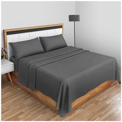 Gaveno Cavailia Super zacht effen geverfd diamant plat laken [ King - Charcoal ]