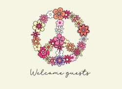 Welcome Guests: Flower Peace Sign Guest Book for Vacation Rentals, Airbnb, VRBO, Vacation Home, Bed & Breakfast, Visitor Log Book