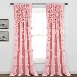 Lush Decor Riley - Cortina para Ventana (Panel Individual, 84 Pulgadas de Largo x 54 Pulgadas de Ancho, Color Rosa