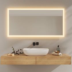 EMKE Miroir de Salle de Bain avec éclairage 120x60 cm, 3000K/6500K, Miroir antibrouillard avec Interrupteur à Bascule, IP44, Miroir Mural économique