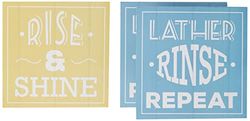 Premier Housewares 2800766 Bathroom Wall Plaques - Multi-Colour, Set of 3,1x20x20 cm