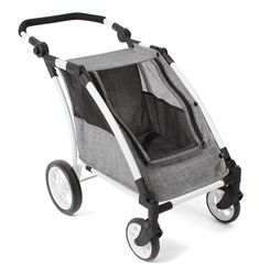 Bayer Chic 2000® Roadster - Camioneta para muñecas de Color Gris, Mango Ajustable de 33 a 71 cm, Estructura Moderna, para Dos muñecas de hasta 46 cm, 3-8 años