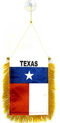 AZ FLAG - Fanion Texas Pour Décoration Voiture Avec Ventouse et Franges Dorées - Mini Drapeau Texan - Etat Américain - Usa - Etats-Unis - 13x10 cm