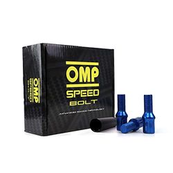 OMP SPEED Set of 20 Wheel Screws with Metric M14 x 1.5 Wrench 17/19 Long Threaded 27 mm Blue and Material DIN 10.9