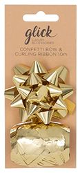 Glick Luxury Metallic Gold Bow and Curling Ribbon Multipack for Gift Wrapping, Arts & Crafts and All Celebrations, Gold