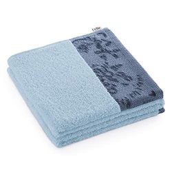 AmeliaHome Serviette 100% Coton - 50 x 90 cm - Bordure Bleue - 500 g/m² - Crea
