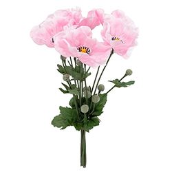 Softflame Artificial/Fake/Faux Flowers - Poppy Pink 6PCS for Wedding, Home, Party, Restaurant and Veterans Day