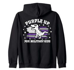 Military Kids Dinosaur Purple Up for Military (On Back) Sudadera con Capucha