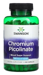 Swanson - Chromium Picolinate 200mcg | Soutient le niveau de sucre dans le sang et le métabolisme - 200 Capsules
