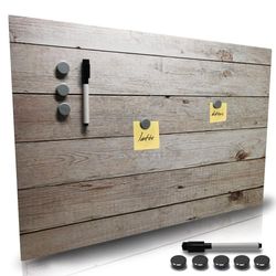BAKAJI Lavagna Magnetica Scrivibile e Cancellabile da Parete, Lavagnetta con 5 Calamite e 1 Pennarello, Bacheca Memo Board a Muro Ideale Cucina, Soggiorno, Ingresso, 60 x 40 cm (Staccionata)