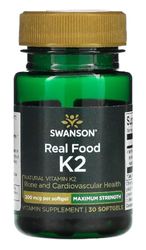 Swanson - Natural Vitamin K2 200mcg (MK-7 from Natto) | Bone & Arterial Health Support | 30 Softgels