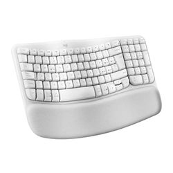 Logitech Wave Keys Tastiera Wireless Ergonomica con Supporto per i Polsi Imbottito, Digitazione Comoda, Easy-Switch, Bluetooth, Logi Bolt, Compatibile con più Sistemi Operativi, Windows/Mac - Bianco