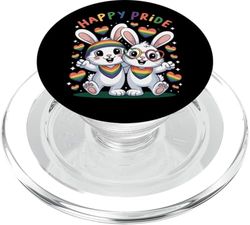 Pareja de conejitos LGBTQ - Diseño de amor del mes del orgullo del arco iris PopSockets PopGrip para MagSafe