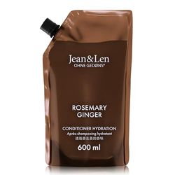 Jean & Len Conditioner Moisture Rosemary & Ginger in a Refill Bag, for Dry Hair, intensively nourishes & Improves combability, Refill Pack, Spicy Fragrance, Without silicones & parabens, 600 ml