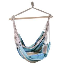 Vacchetti Chaise à Bascule en Tissu rayé Vert d'eau avec Coussin 130h100 cm