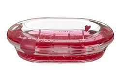 Premier Housewares Acryl Zeepschaal met drijvende harten, helder/rood, 10 x 14 x 3 cm