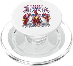 Divertidos Patrióticos Pollos USA Flagador Amante de pollo 4 PopSockets PopGrip para MagSafe