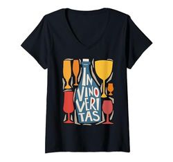 Mujer In Vino Veritas - Camiseta para amantes del vino - In Wine There Is Truth Camiseta Cuello V