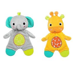 Bright Starts, Snuggle & Teethe Mordedor de peluche - elefante ou girafa sortidos (1 unidade, o estilo pode variar), idades recém-nascido +