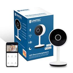 Unitec Telecamera di sorveglianza intelligente WiFi, Full HD, rilevamento di movimento e rumore, funzione visione notturna, 1 pezzo (confezione da 1)
