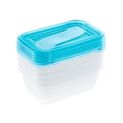 keeeper Set da 5 Contenitori per Alimenti, 5 x 500 ml, 15,5 x 10,5 x 6 cm, Fredo Fresh, Blu trasparente