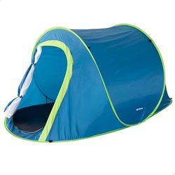 Aktive Pop-up-tent, 2 personen, incl. haringen, glasvezelstangen, polyesterweefsel 190T, waterkolom 800 mm, gewicht 1,36 kg, dubbel dak, muggennet, 120 x 220 x 95 cm