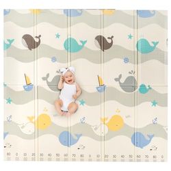 Sweety Fox Tappeto Gioco Bambini Pieghevole e Reversibile 180x200x1,5cm - Lato Adulto e Bimbo - Tappeto Gomma Bambini XXL - Balena - Tappeto Bambini e Neonato