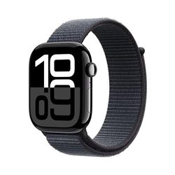 Apple Watch Series 10 GPS Smartwatch con Caja de Aluminio Negro Brillante de 46 mm y Correa Loop Deportiva Tinta - Talla única. Monitor de entreno, Pantalla Retina Siempre Activa y Neutro en Carbono