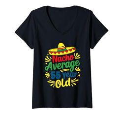 Mujer Nacho Promedio 55 años 55 años de edad 55 cumpleaños Tacos Camiseta Cuello V