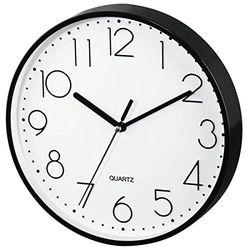 Hama | Relógio de parede, relógio silencioso, diâmetro 22 cm com números grandes, cor preta